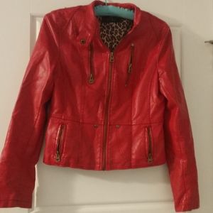 Red Faux leather jacket